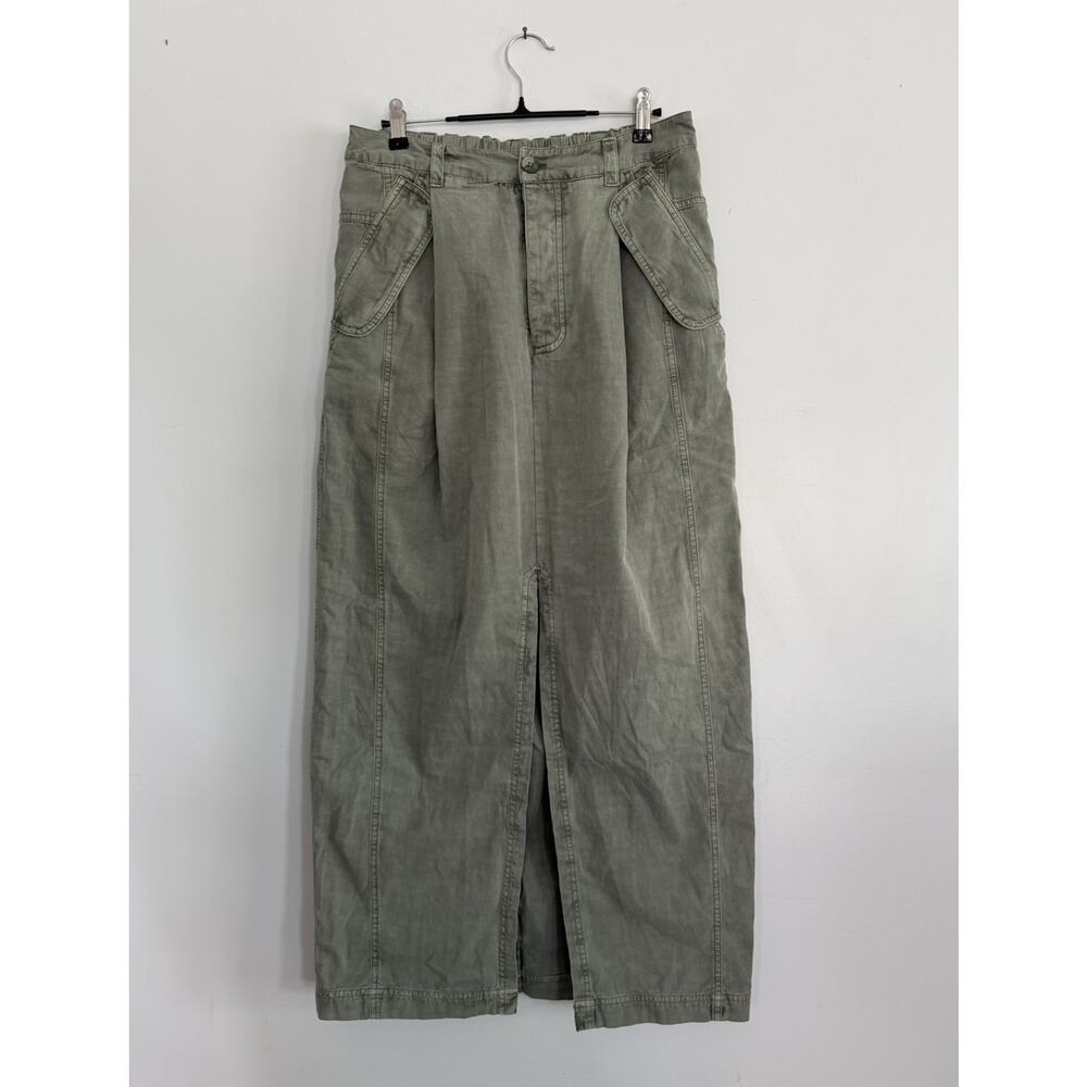 Free People Tybee Cargo Utility Maxi Skirt Olive Green 6 NWOT - Picture 2 of 9
